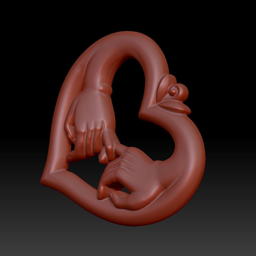heart with hands 3D print model_6