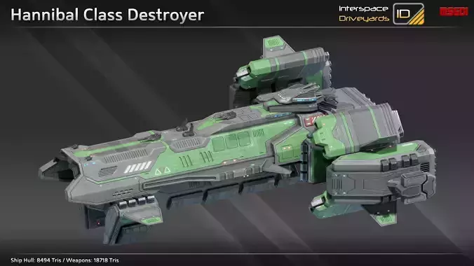 Hannibal Class Destroyer Low-poly 3D model