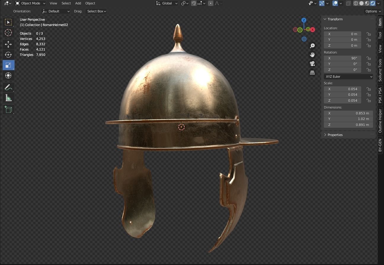 Roman Helmet 02 Low-poly 3D model_9