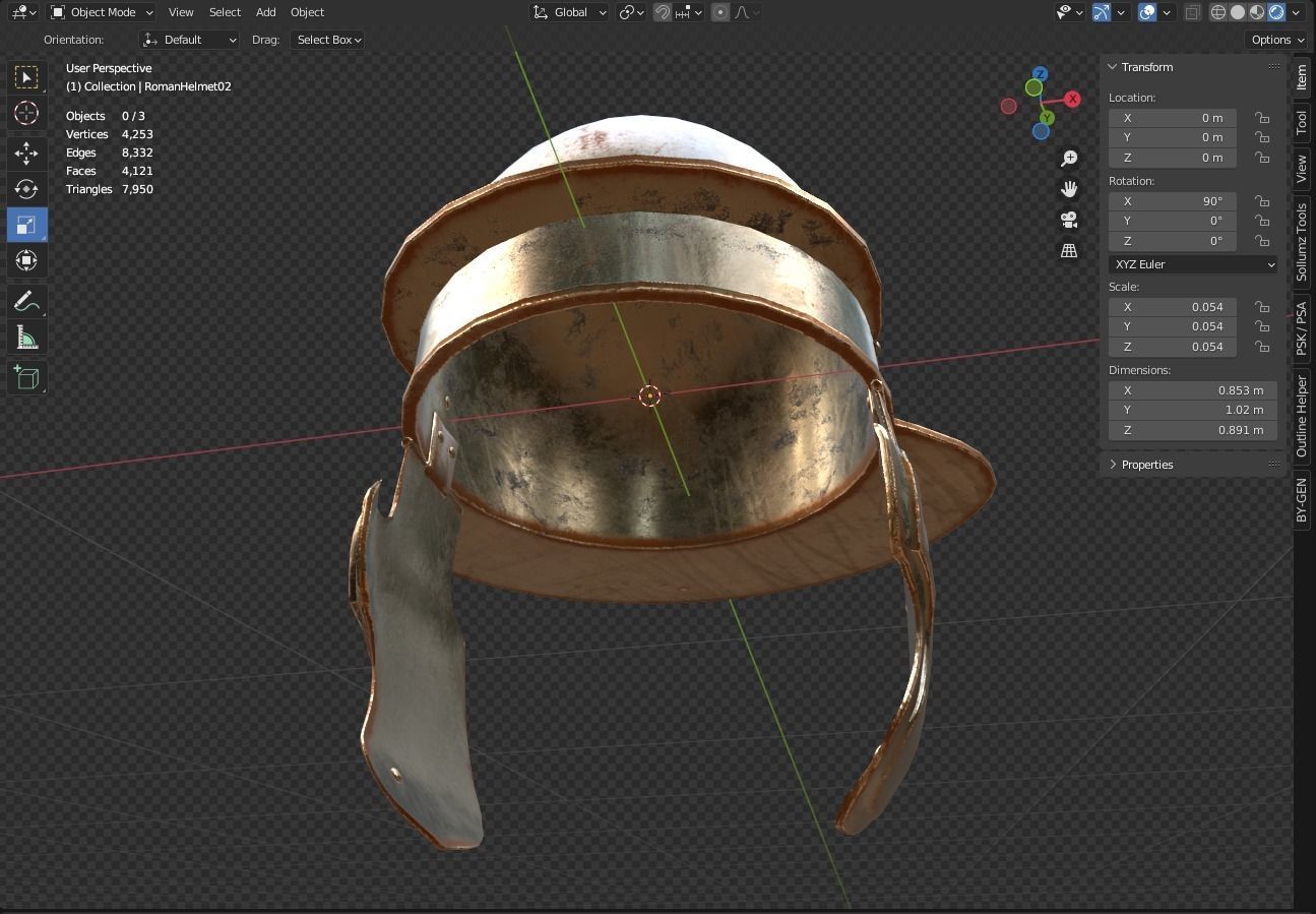 Roman Helmet 02 Low-poly 3D model_10