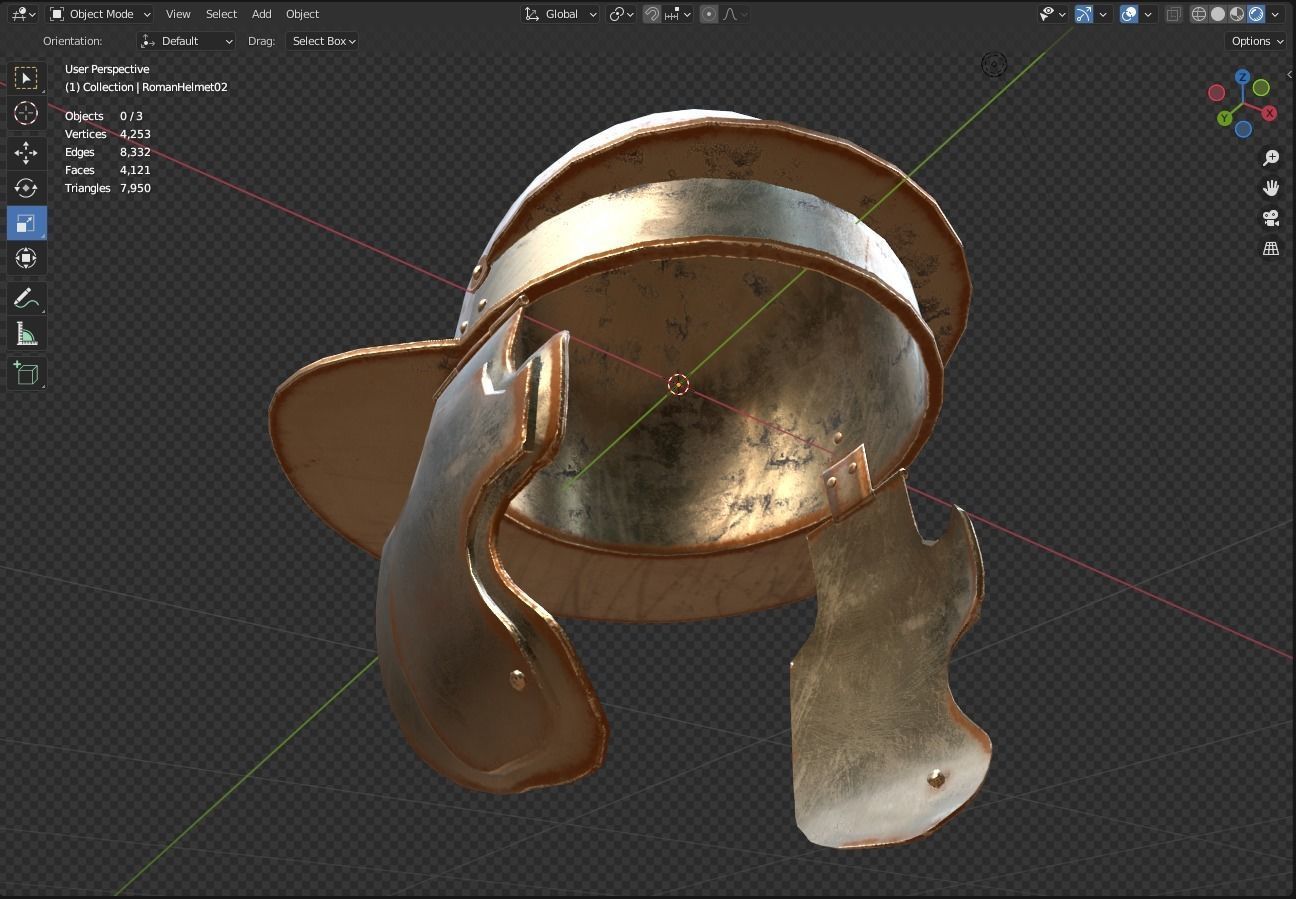 Roman Helmet 02 Low-poly 3D model_14