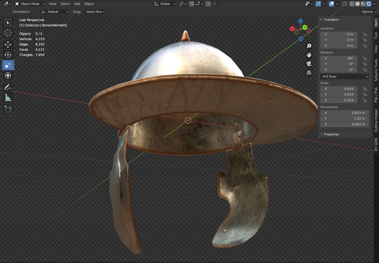 Roman Helmet 02 Low-poly 3D model_11