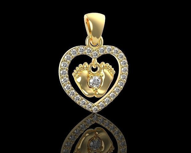 Heart legs diamond pendant 3D print model