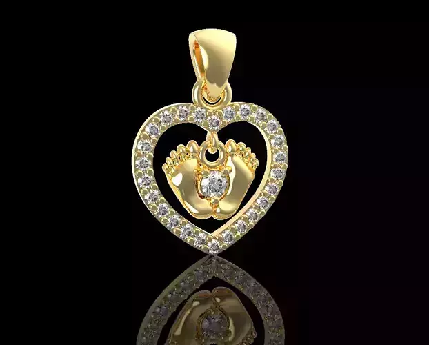 Heart legs diamond pendant