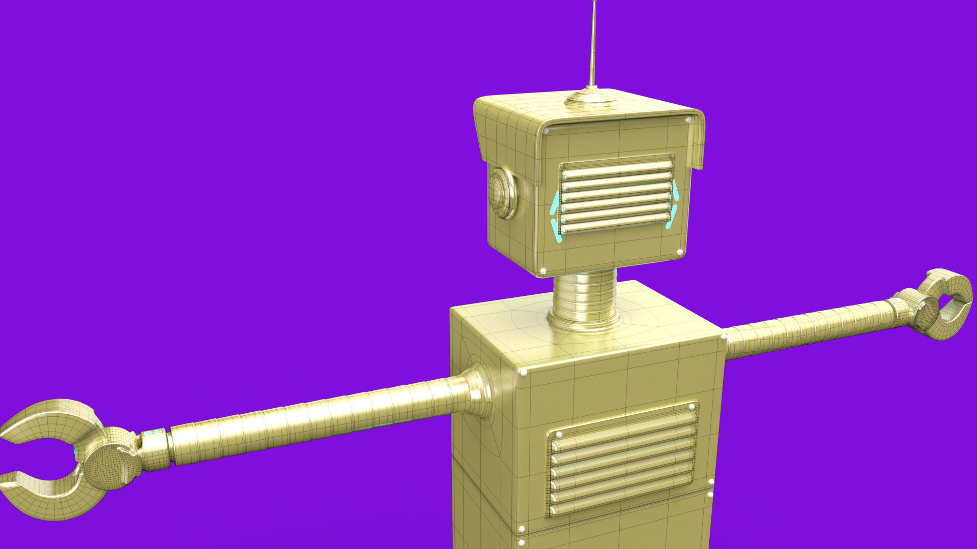 Cartoonish robot with simple rig 3D model_10