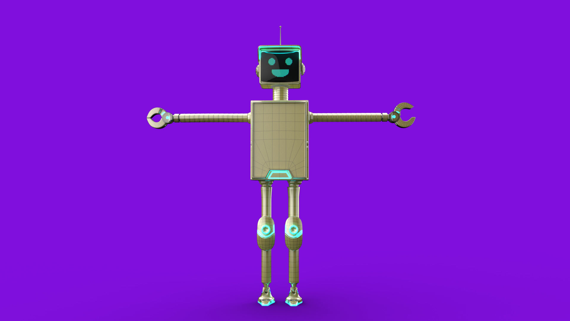 Cartoonish robot with simple rig 3D model_7