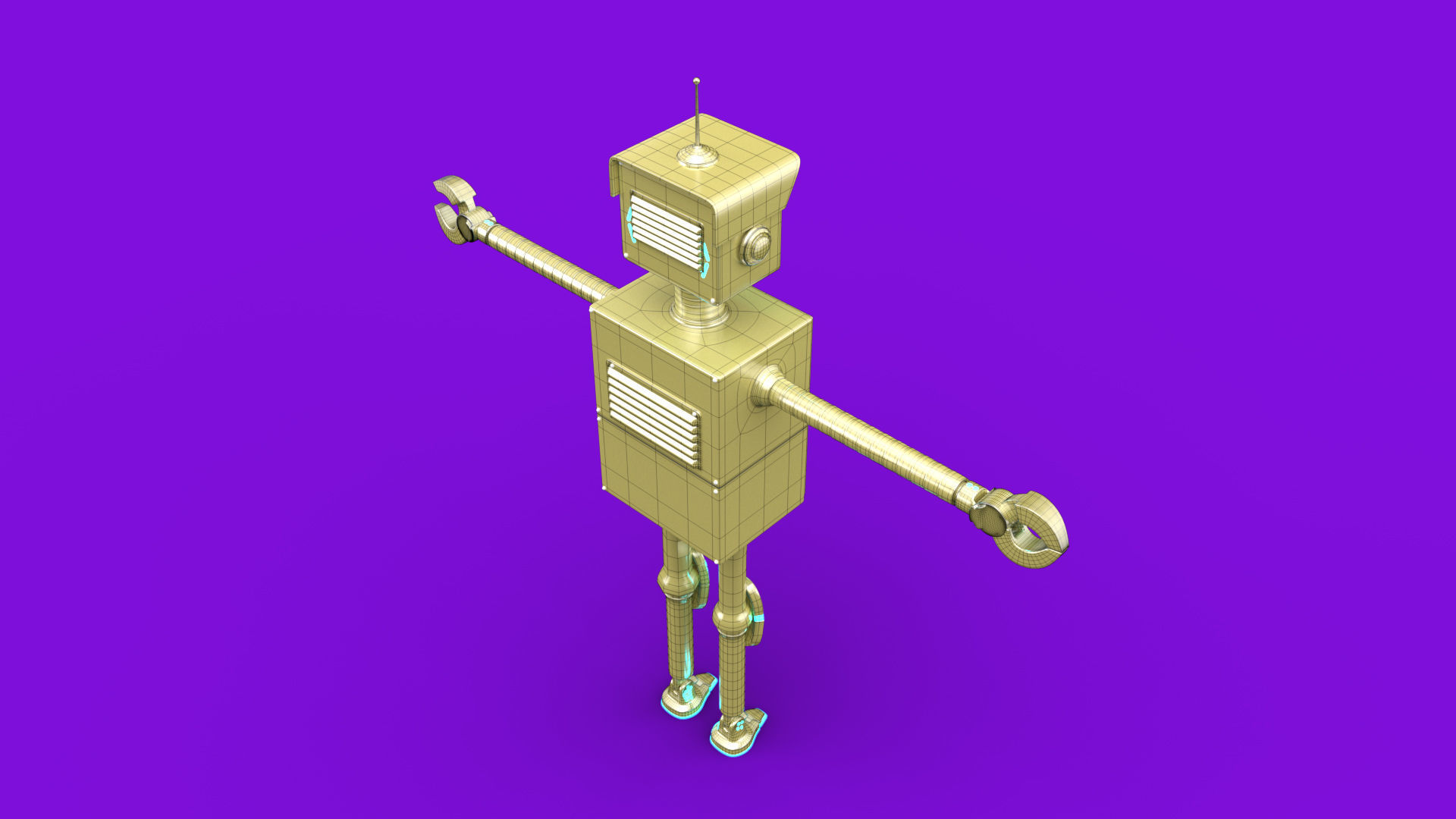 Cartoonish robot with simple rig 3D model_12