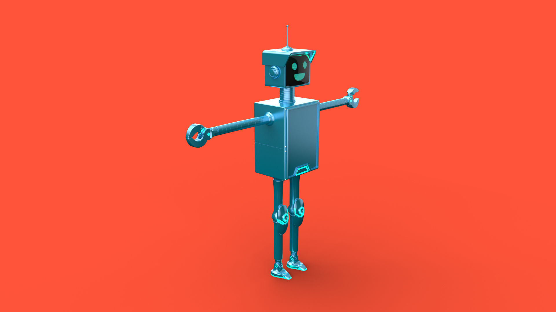 Cartoonish robot with simple rig 3D model_3