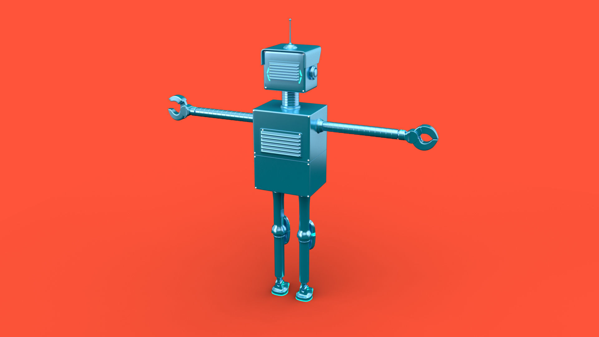 Cartoonish robot with simple rig 3D model_4