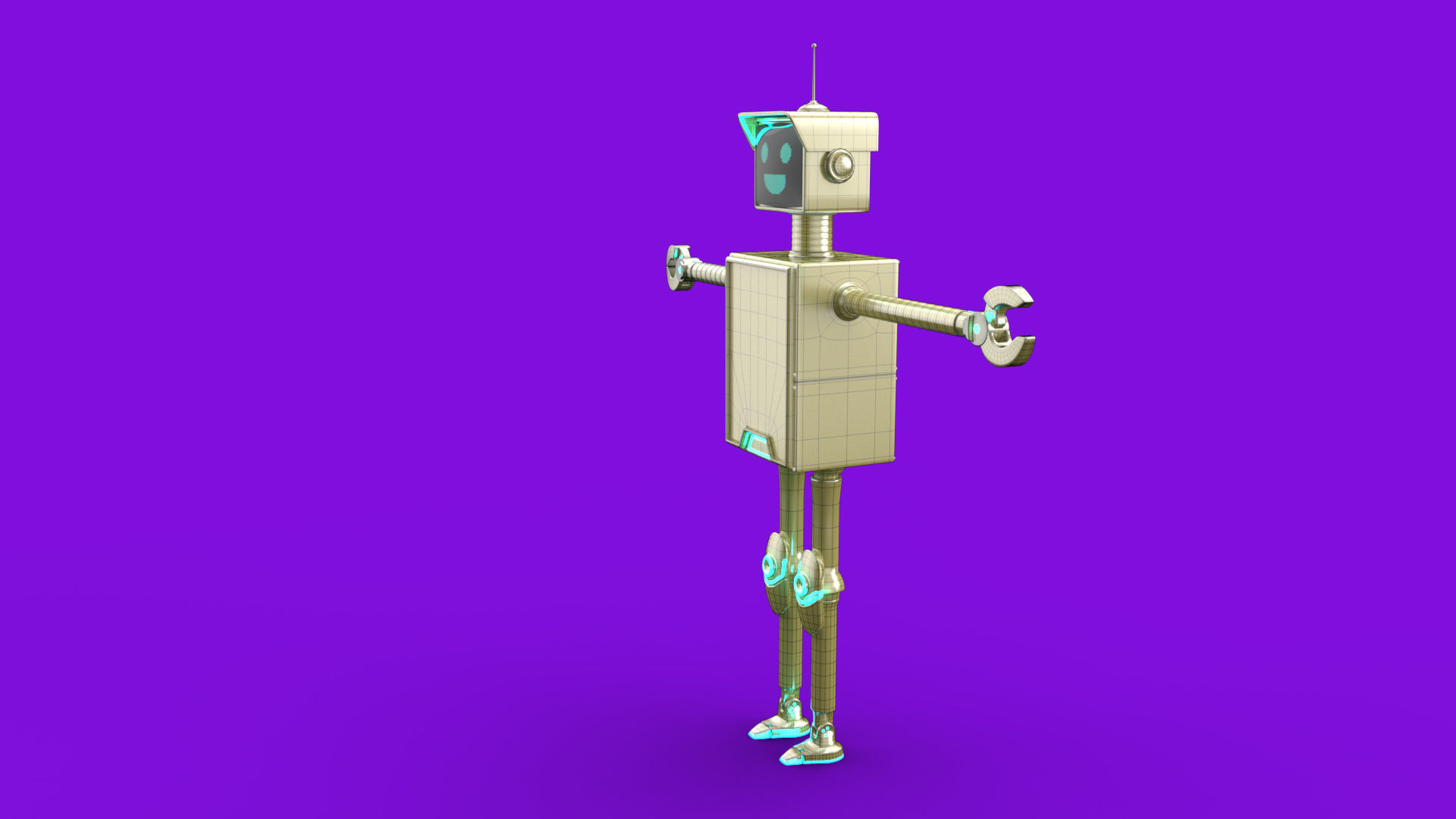 Cartoonish robot with simple rig 3D model_9