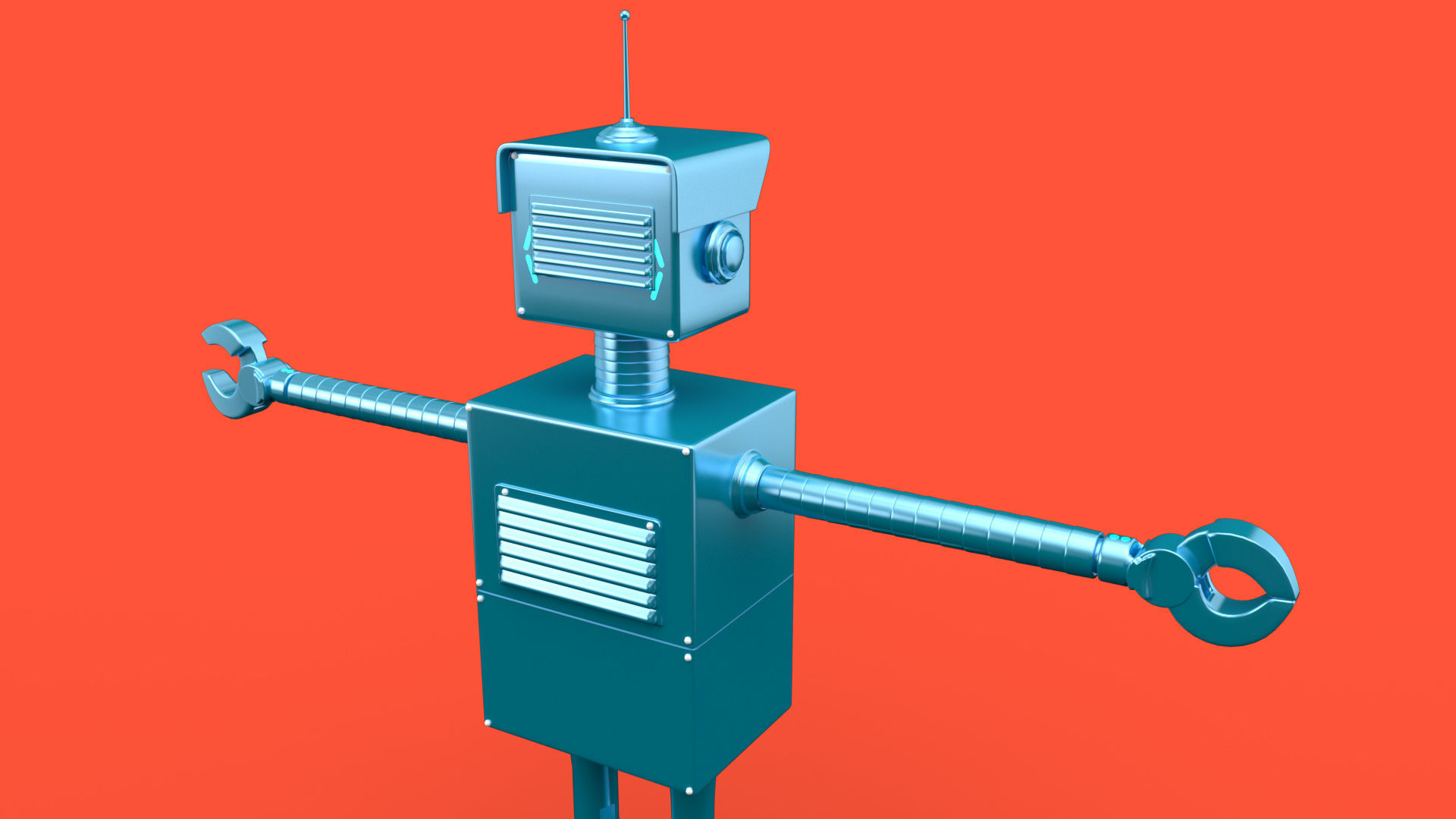Cartoonish robot with simple rig 3D model_6
