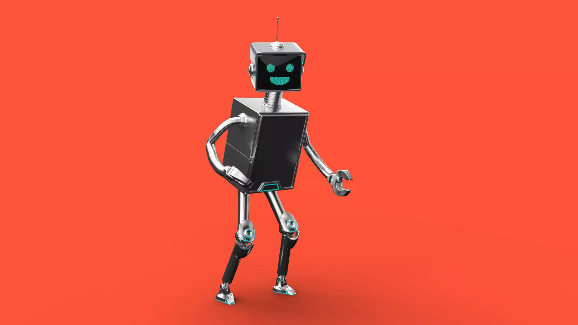Cartoonish robot with simple rig 3D model_0