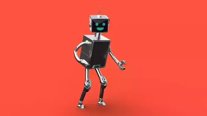 Cartoonish robot with simple rig 3D model
