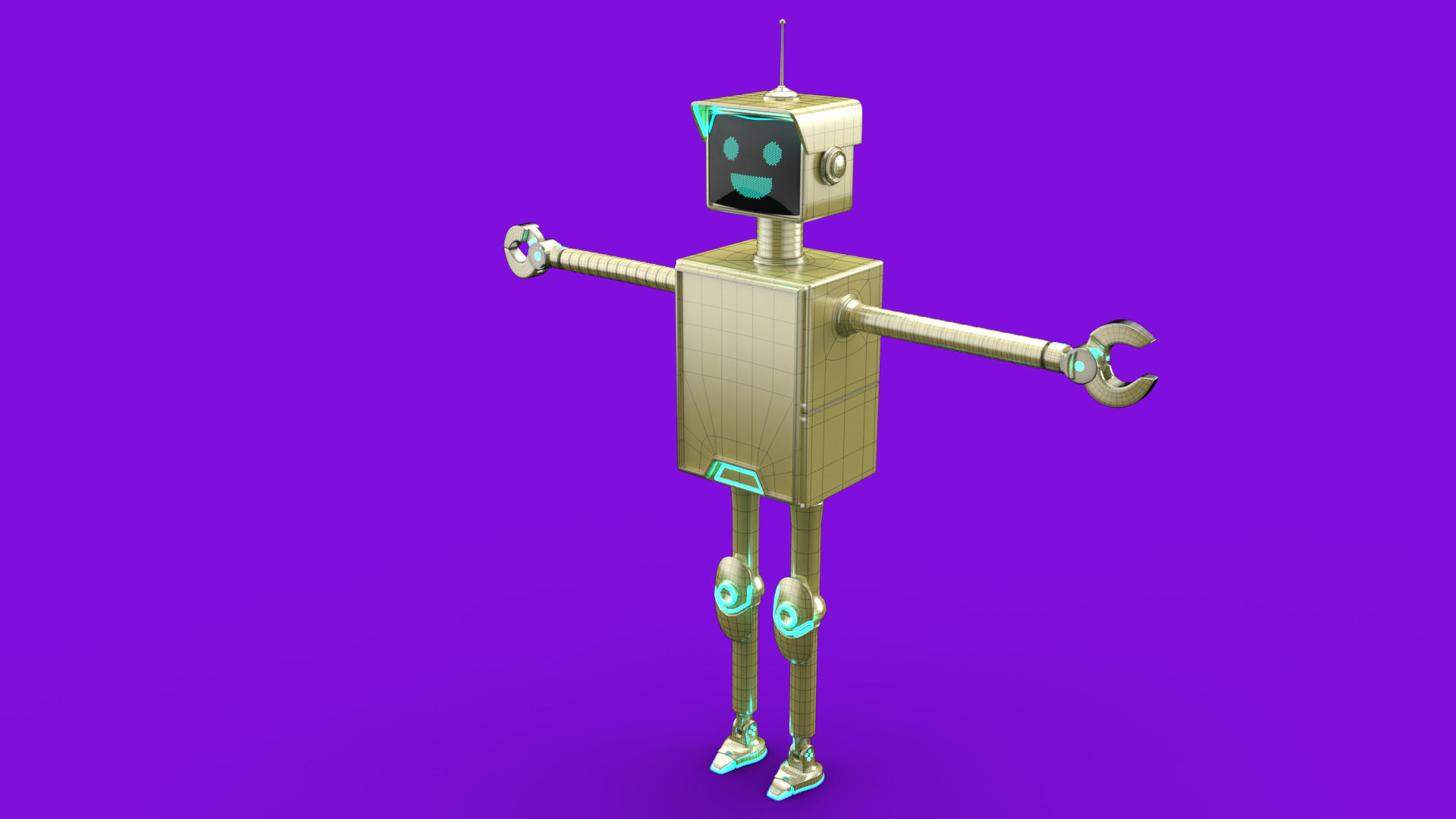 Cartoonish robot with simple rig 3D model_8