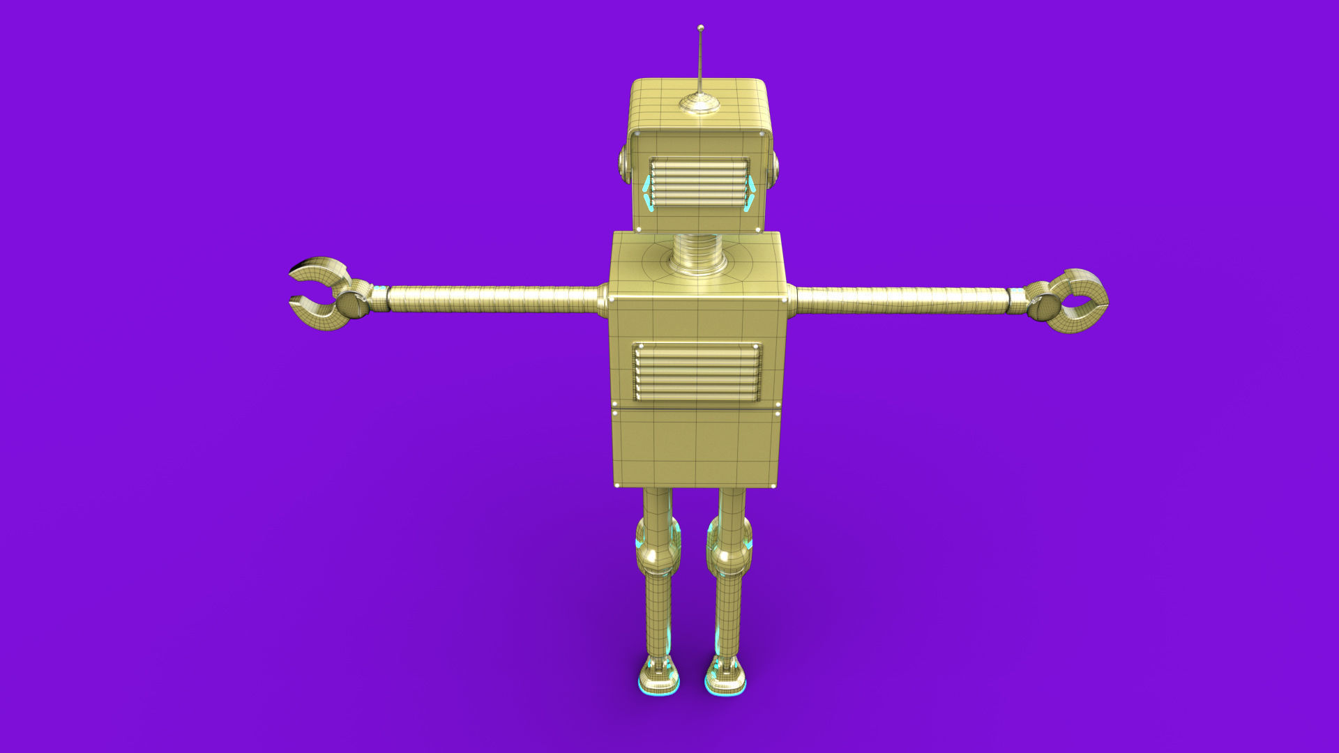 Cartoonish robot with simple rig 3D model_11
