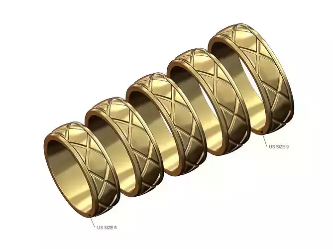Cross diamond engraving cigar band US sizes 5to9