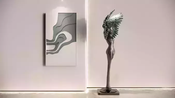 modern figure wings sculpture