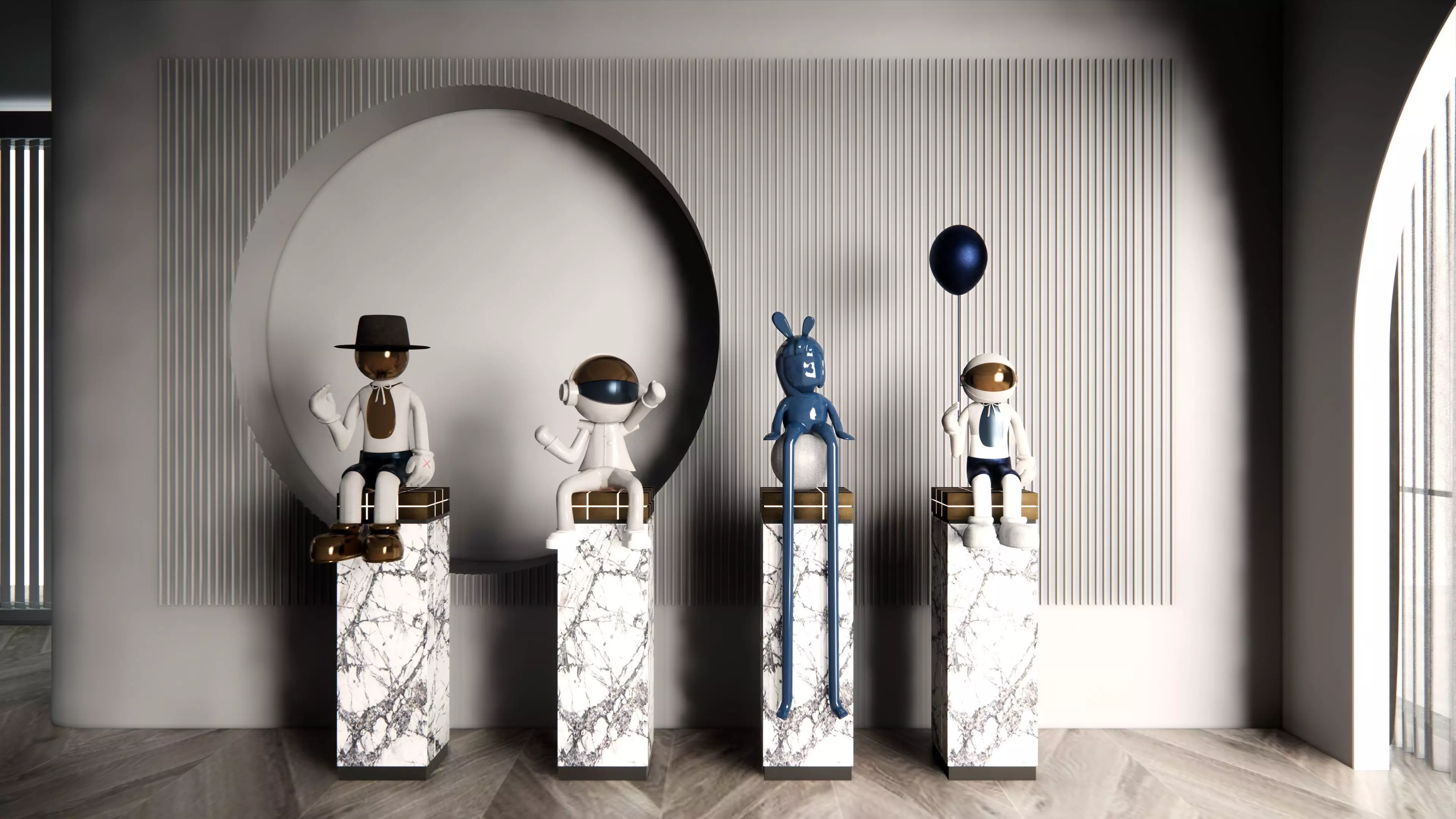 Modern sculpture ornament 3D model_0