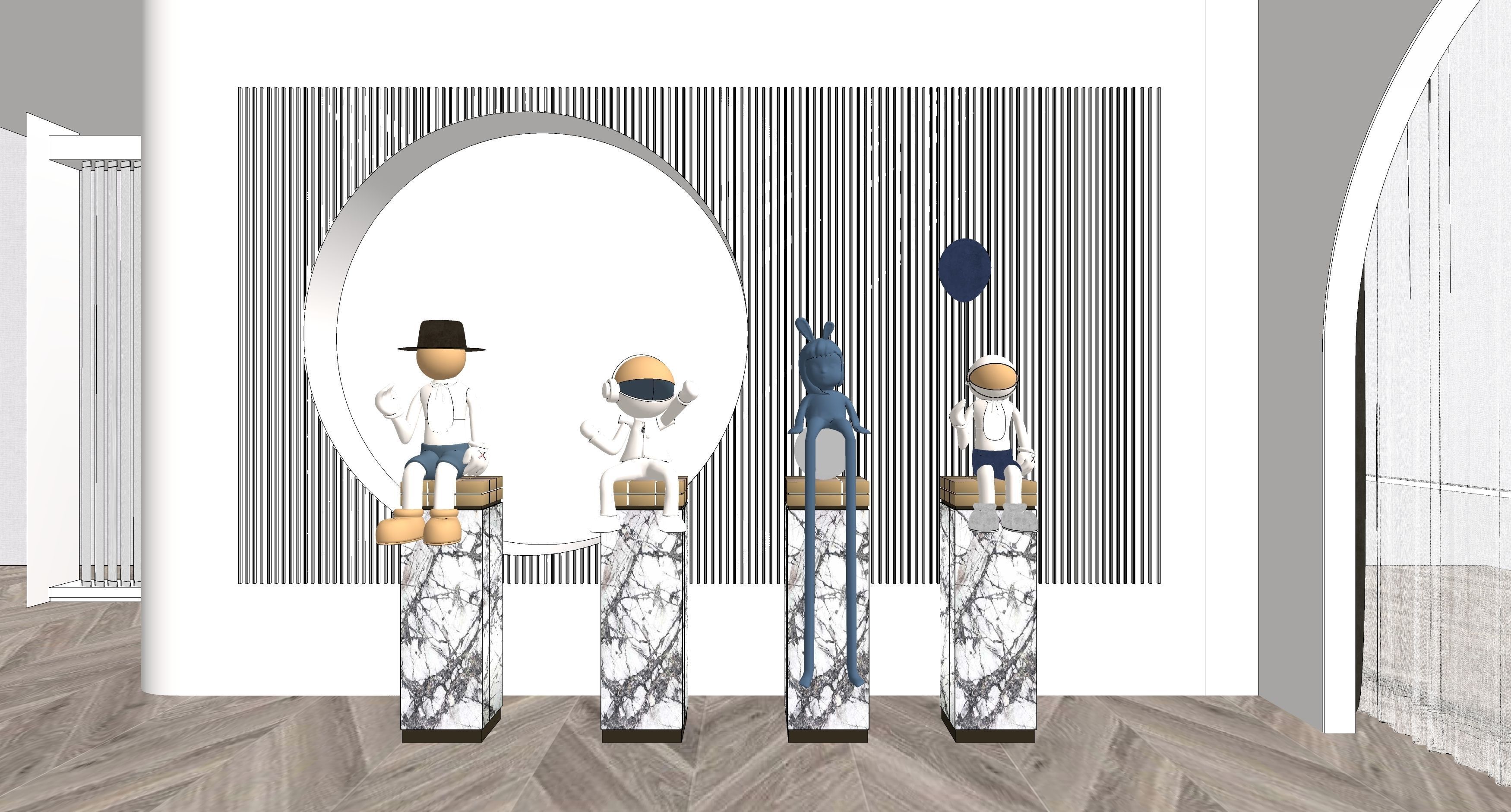 Modern sculpture ornament 3D model_1