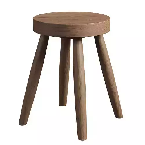 Large teak wood stool 3D model
