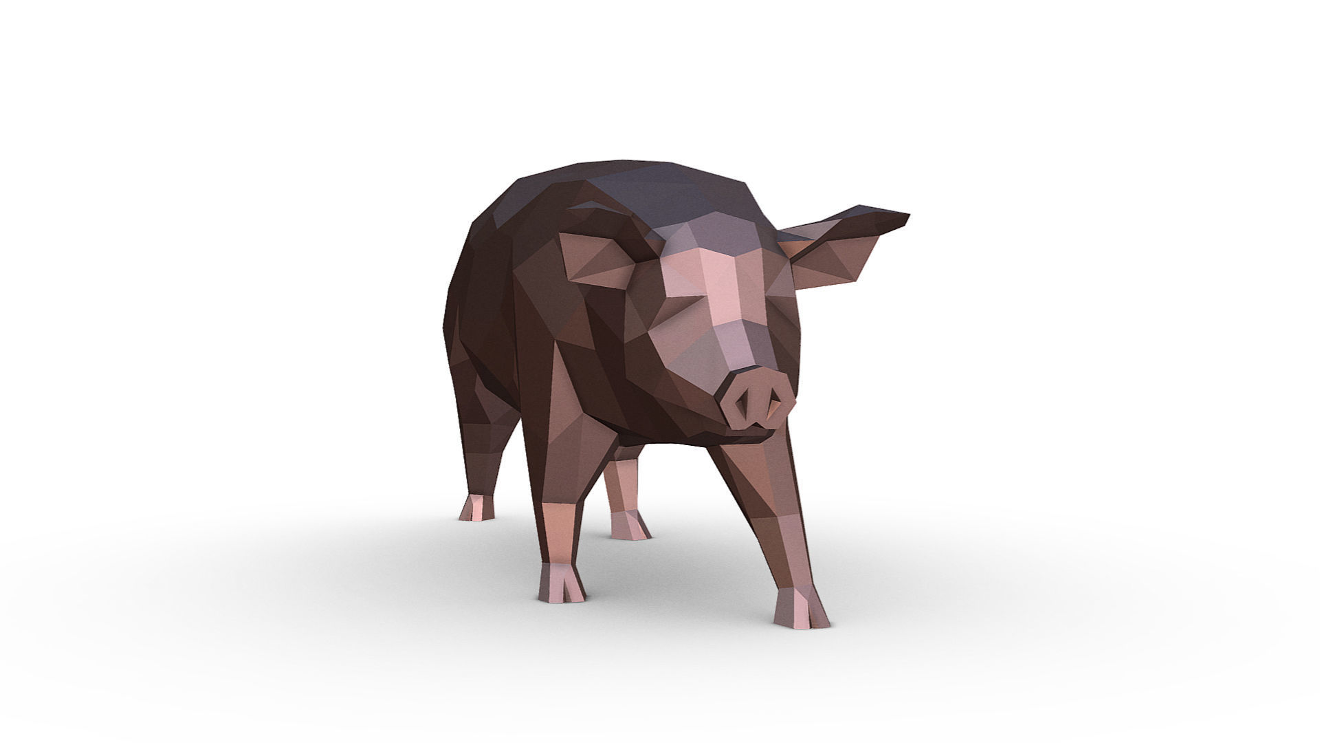 pig figure Low poly 3D print model_6