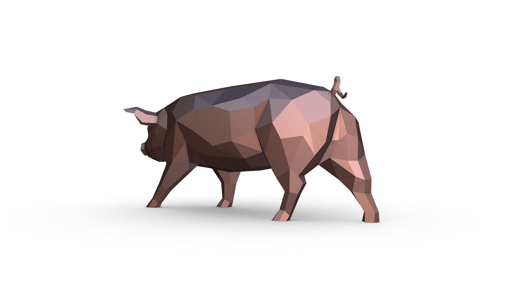 pig figure Low poly 3D print model_2