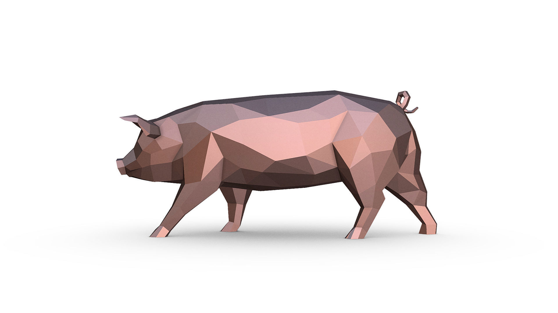 pig figure Low poly 3D print model_1