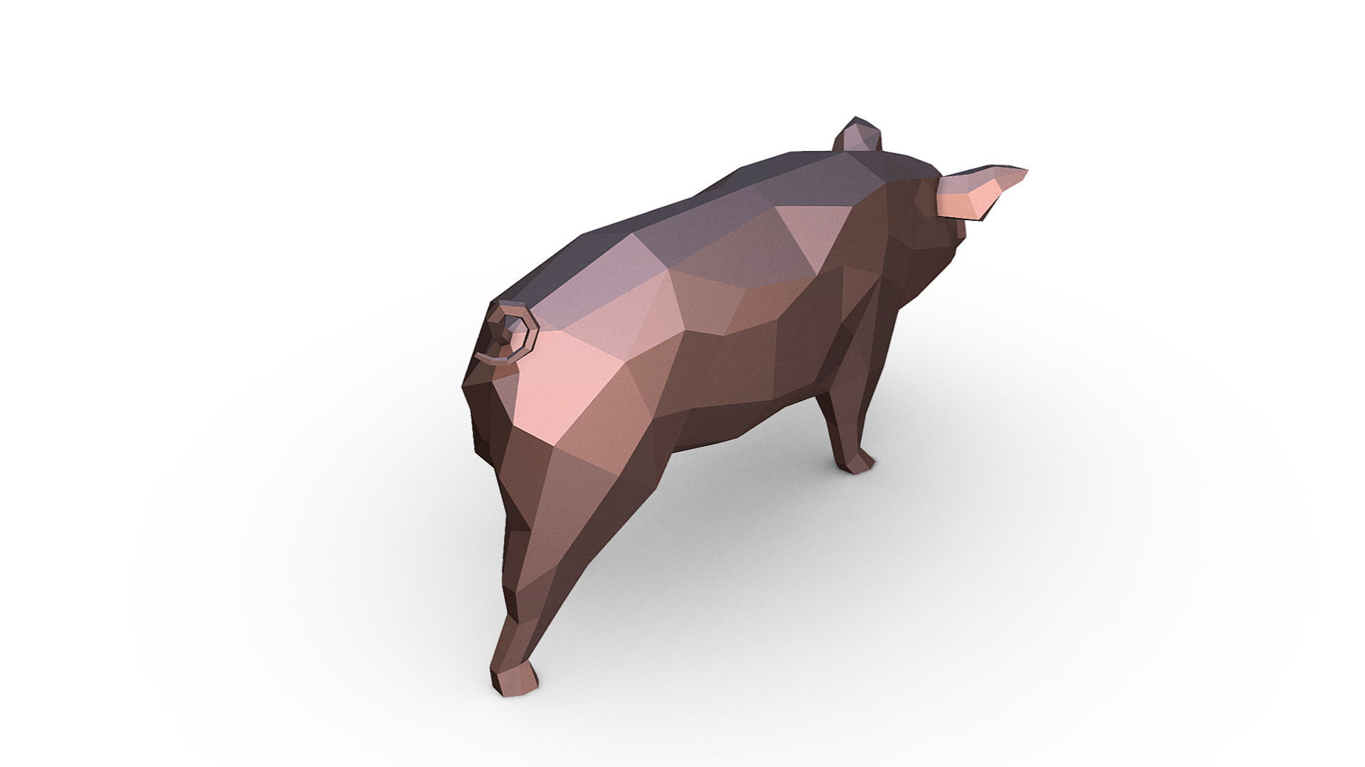 pig figure Low poly 3D print model_3