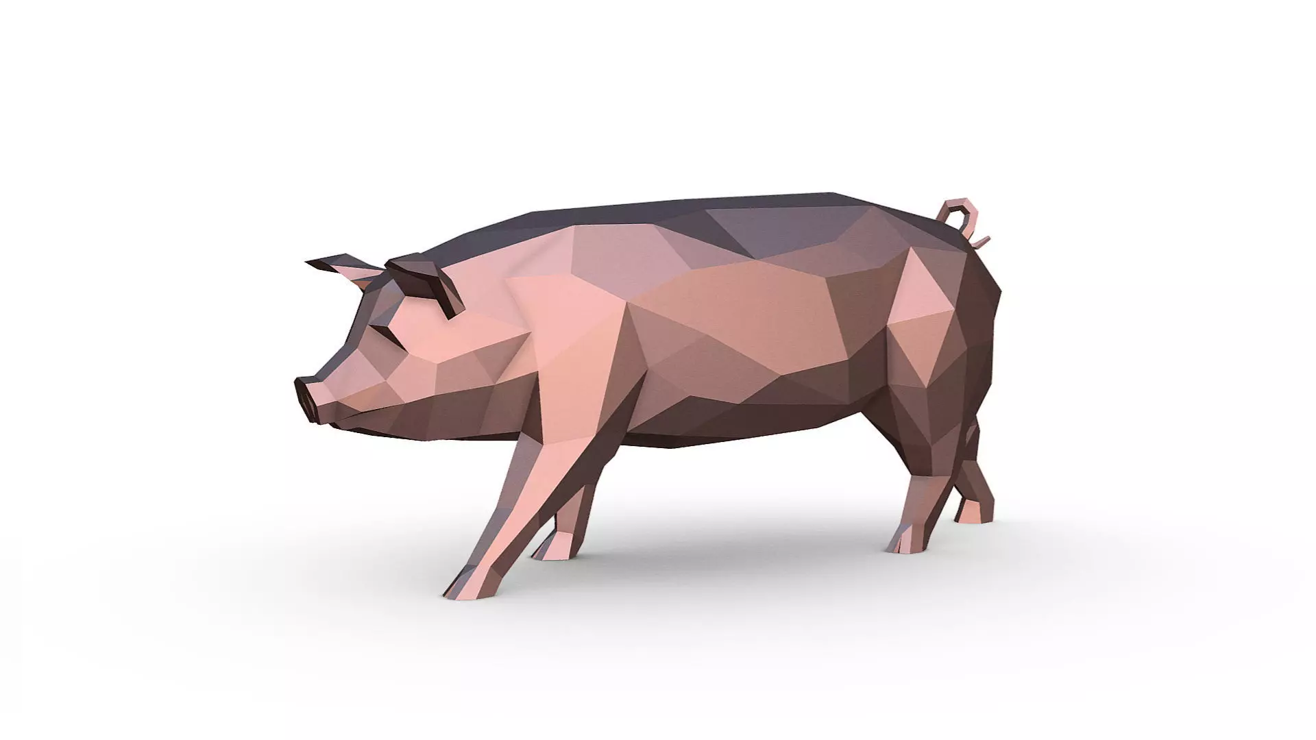 pig figure Low poly 3D print model_0