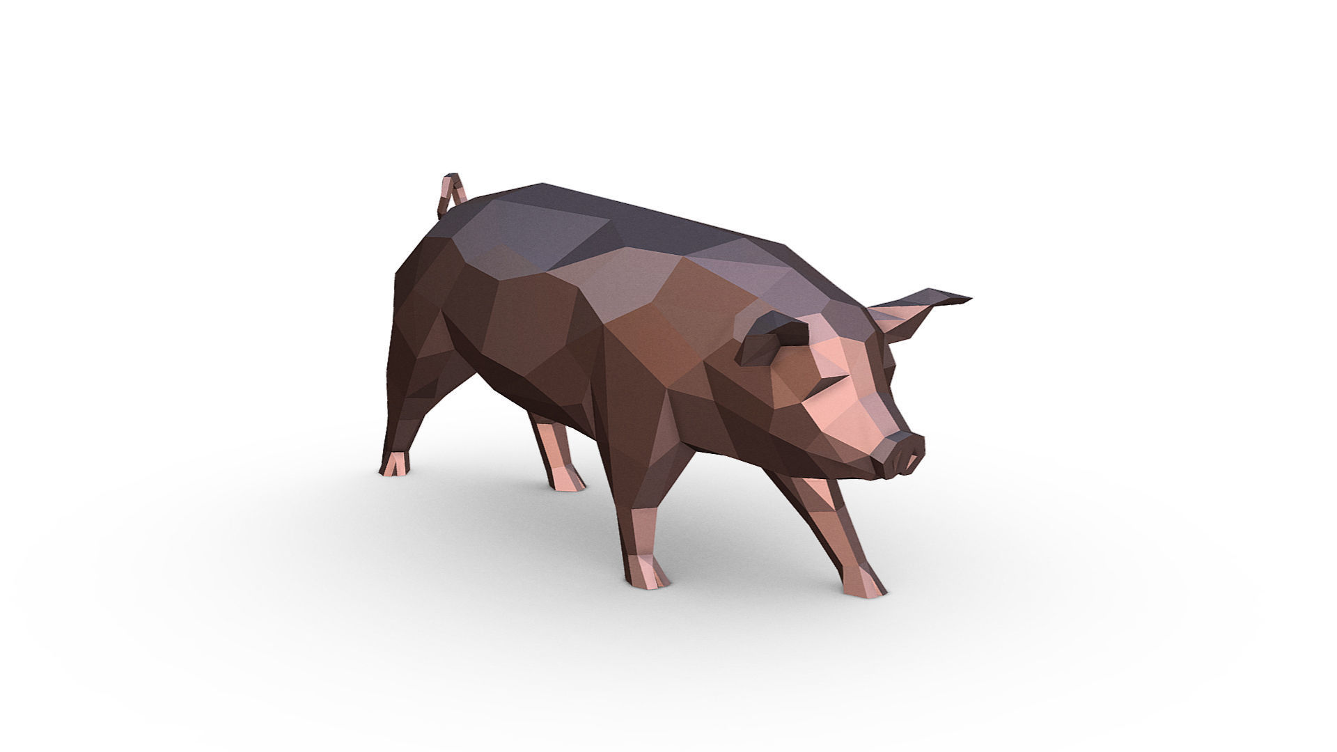 pig figure Low poly 3D print model_5