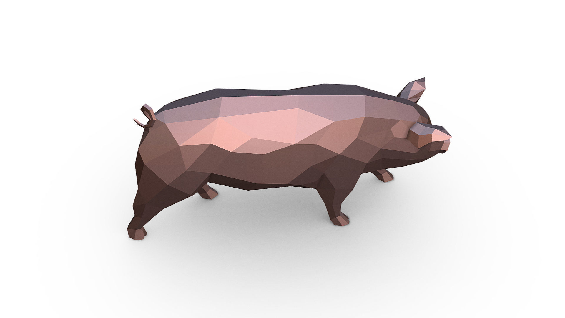 pig figure Low poly 3D print model_4