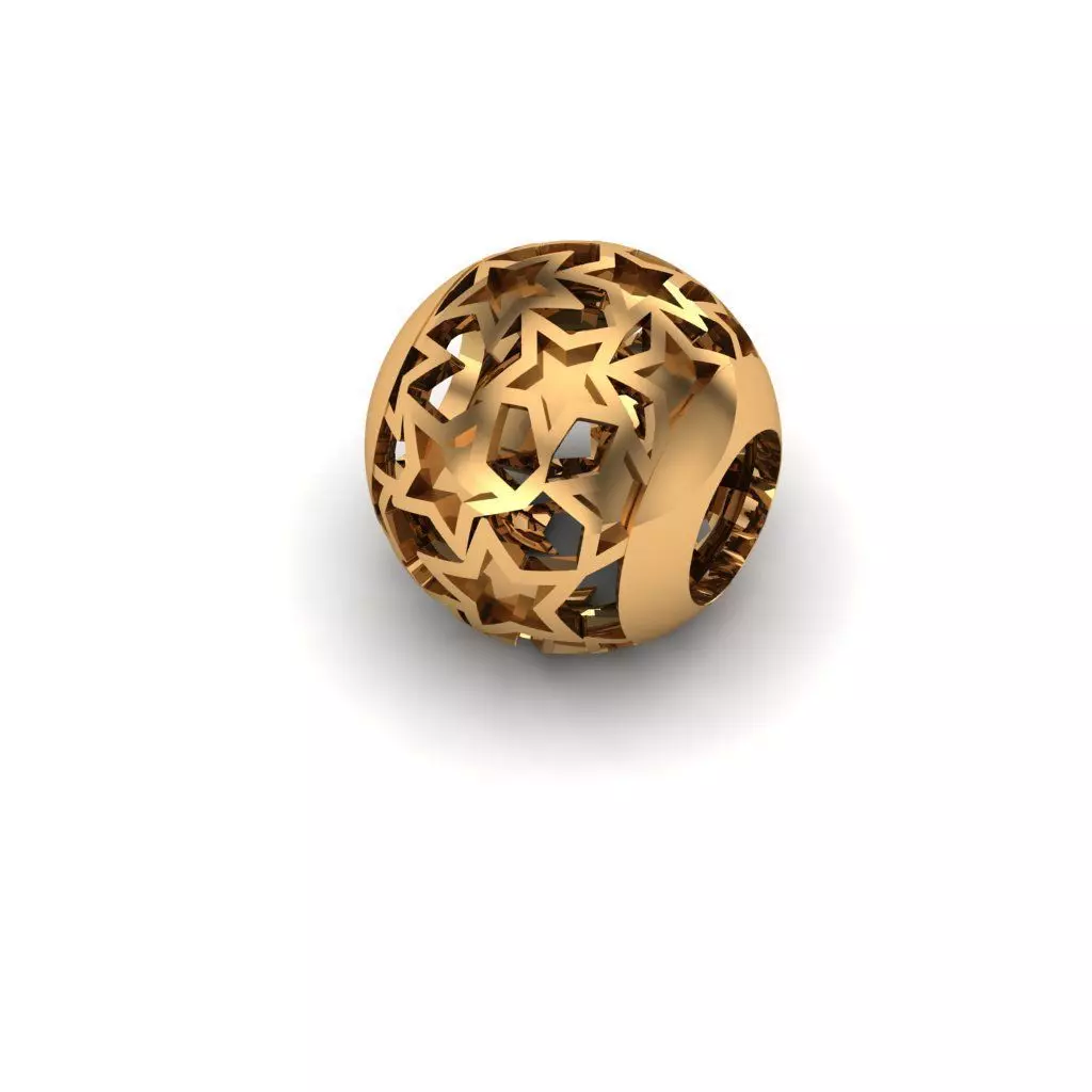 Jewelry gold plated star bead 3D print model_0