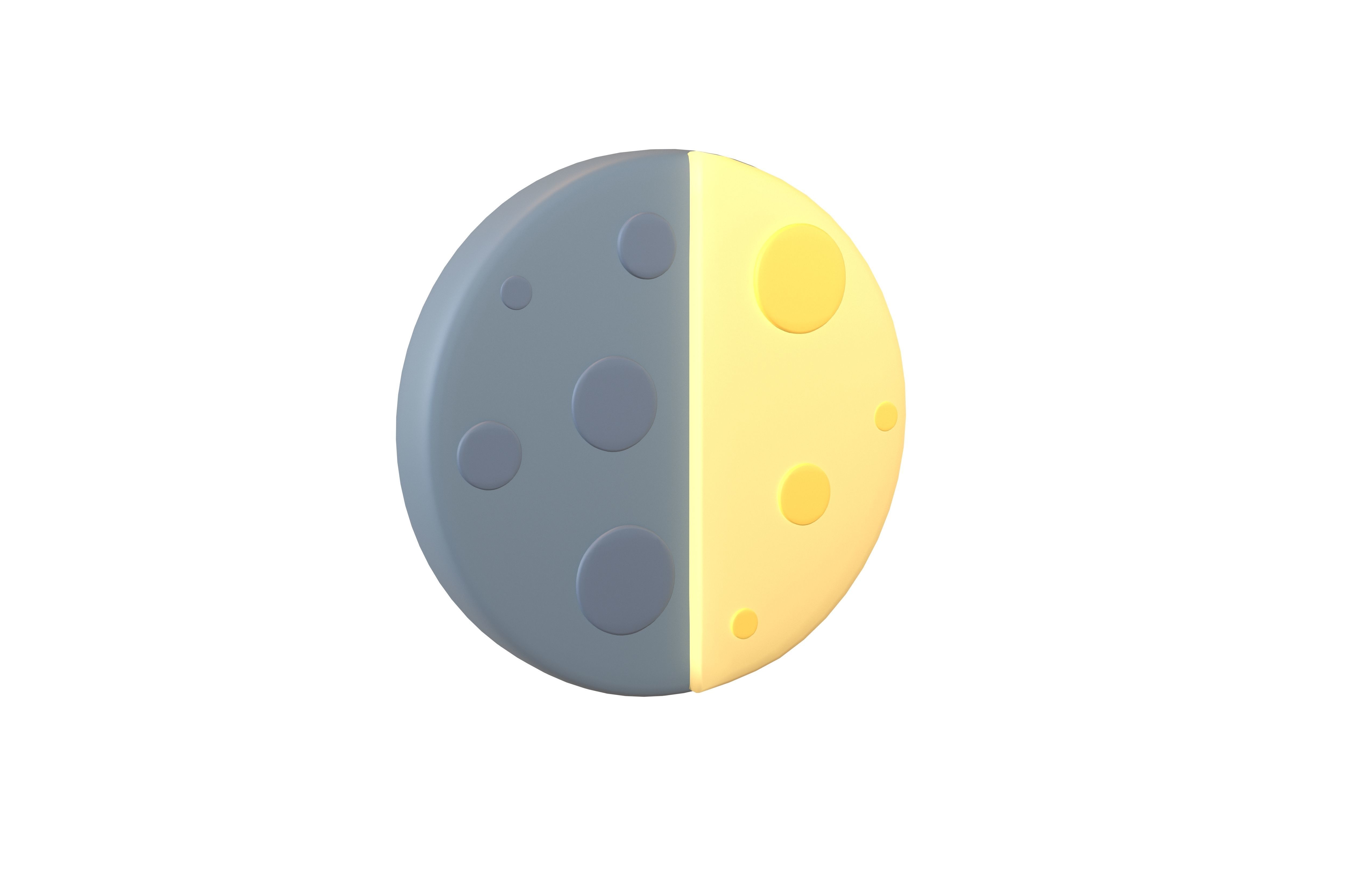 Twitter First Quarter Moon v1 001 Low-poly 3D model_1