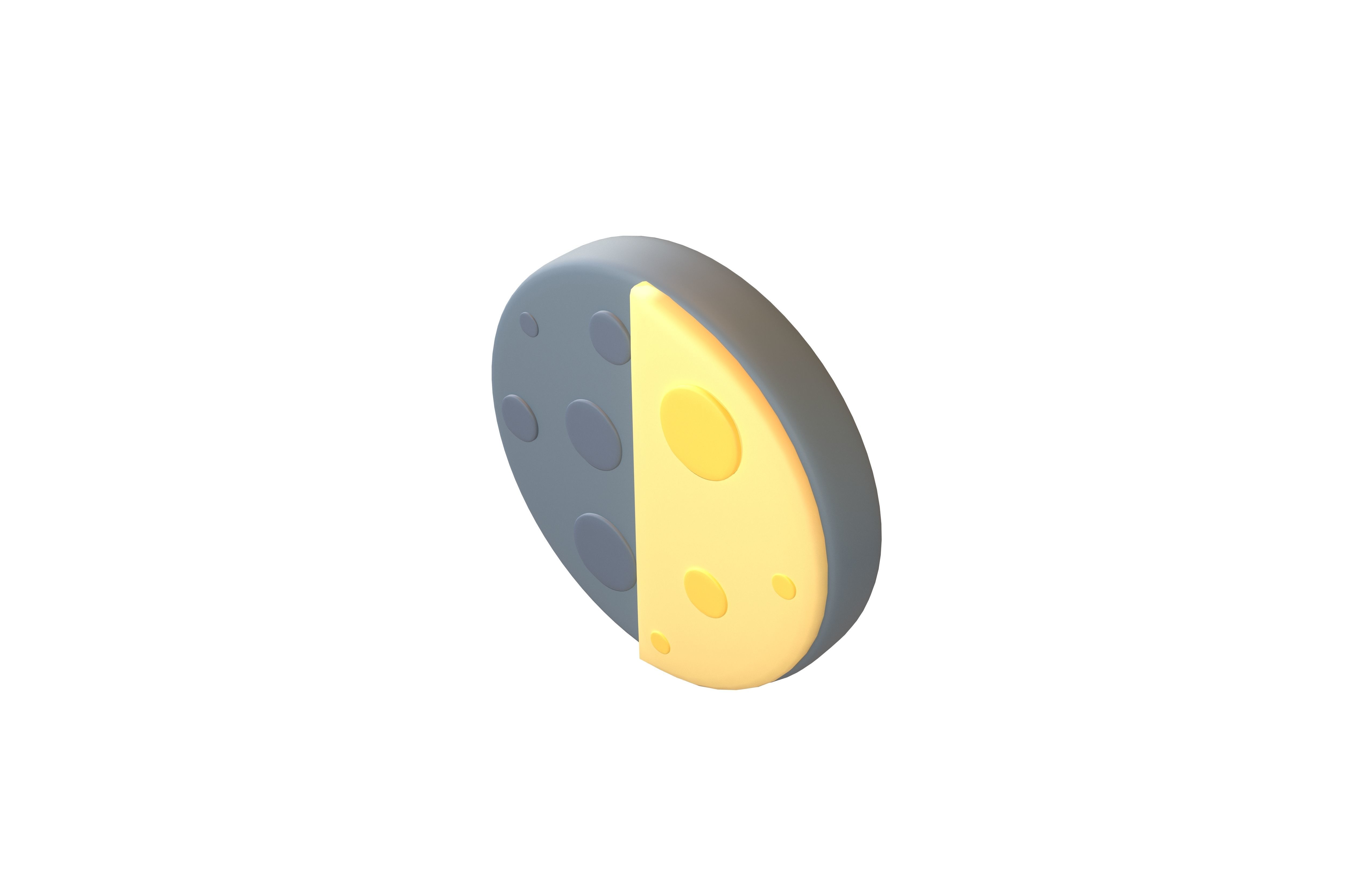 Twitter First Quarter Moon v1 001 Low-poly 3D model_2