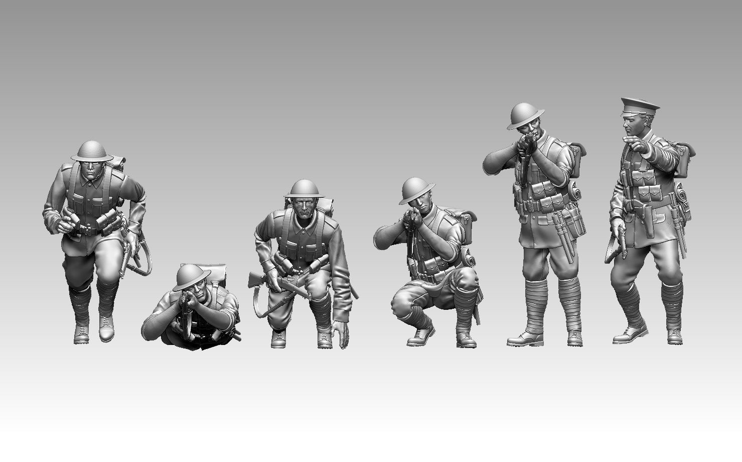 British soldiers ww1 3D print model_32
