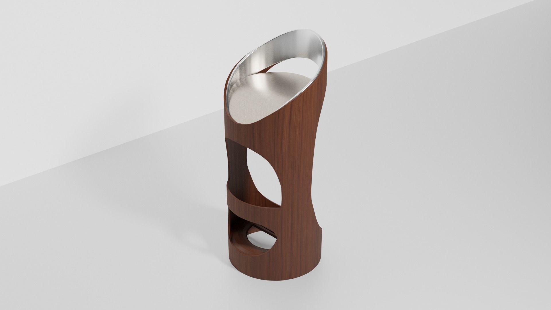 Modular Bar Chair with wooden texture 3D model_1