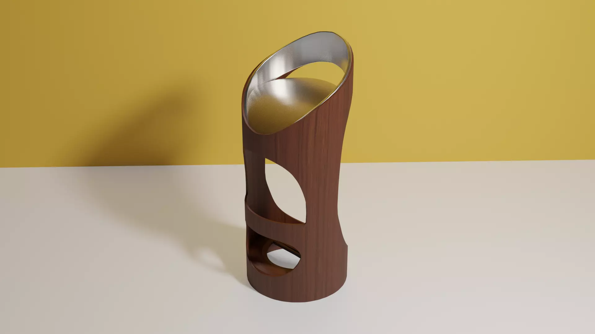 Modular Bar Chair with wooden texture 3D model_0