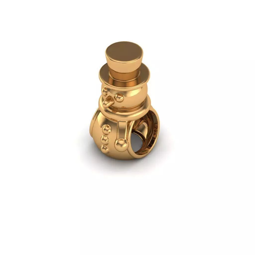 Jewelry gold ring with snowman 3D print model_0
