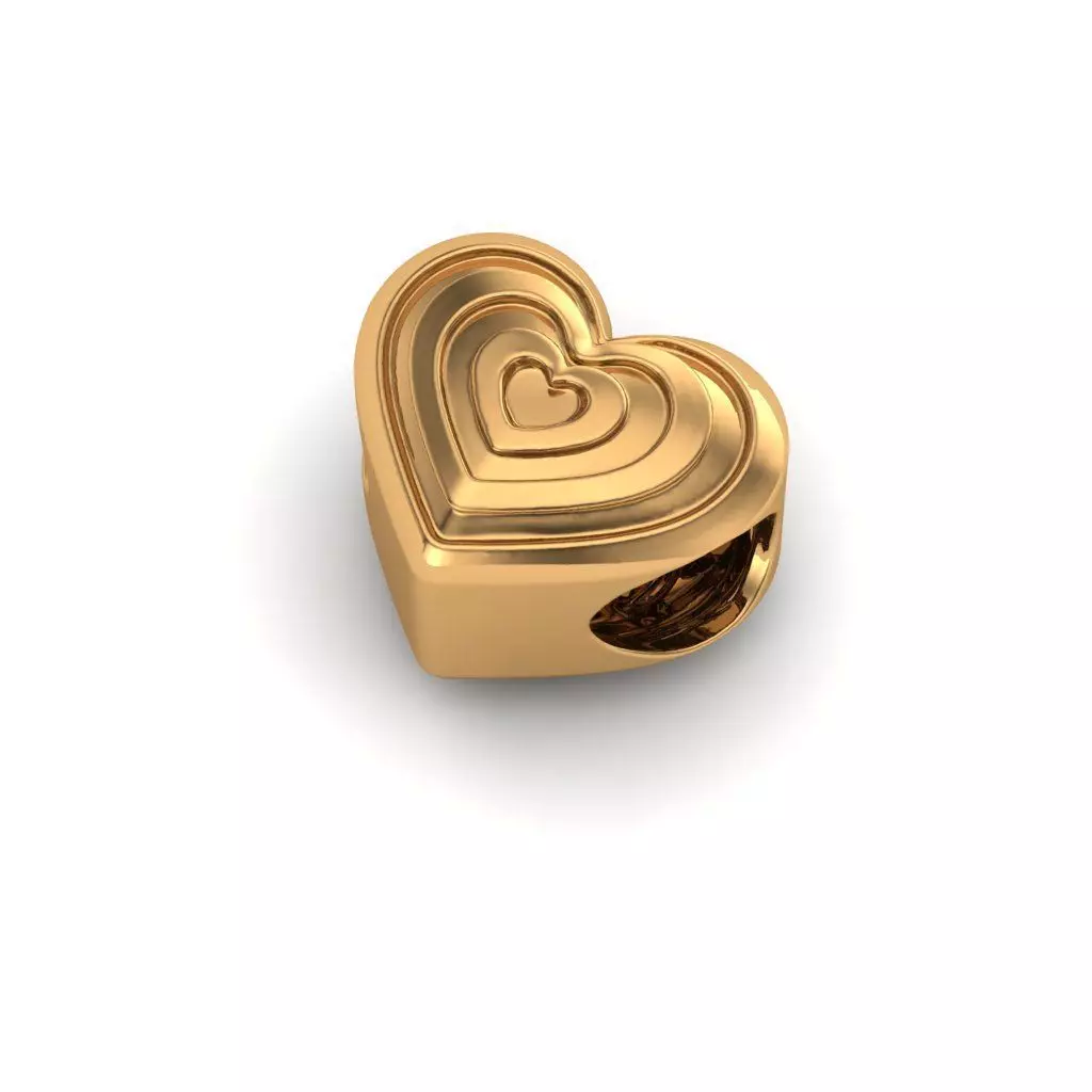 Jewelry gold heart shaped charm 3D print model_0