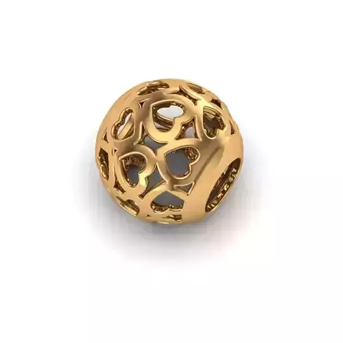 Jewelry gold plated heart bead 3D print model