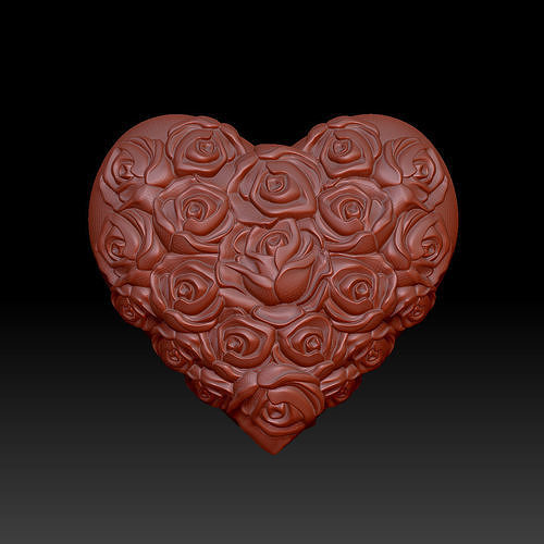 Heart with roses 3D print model