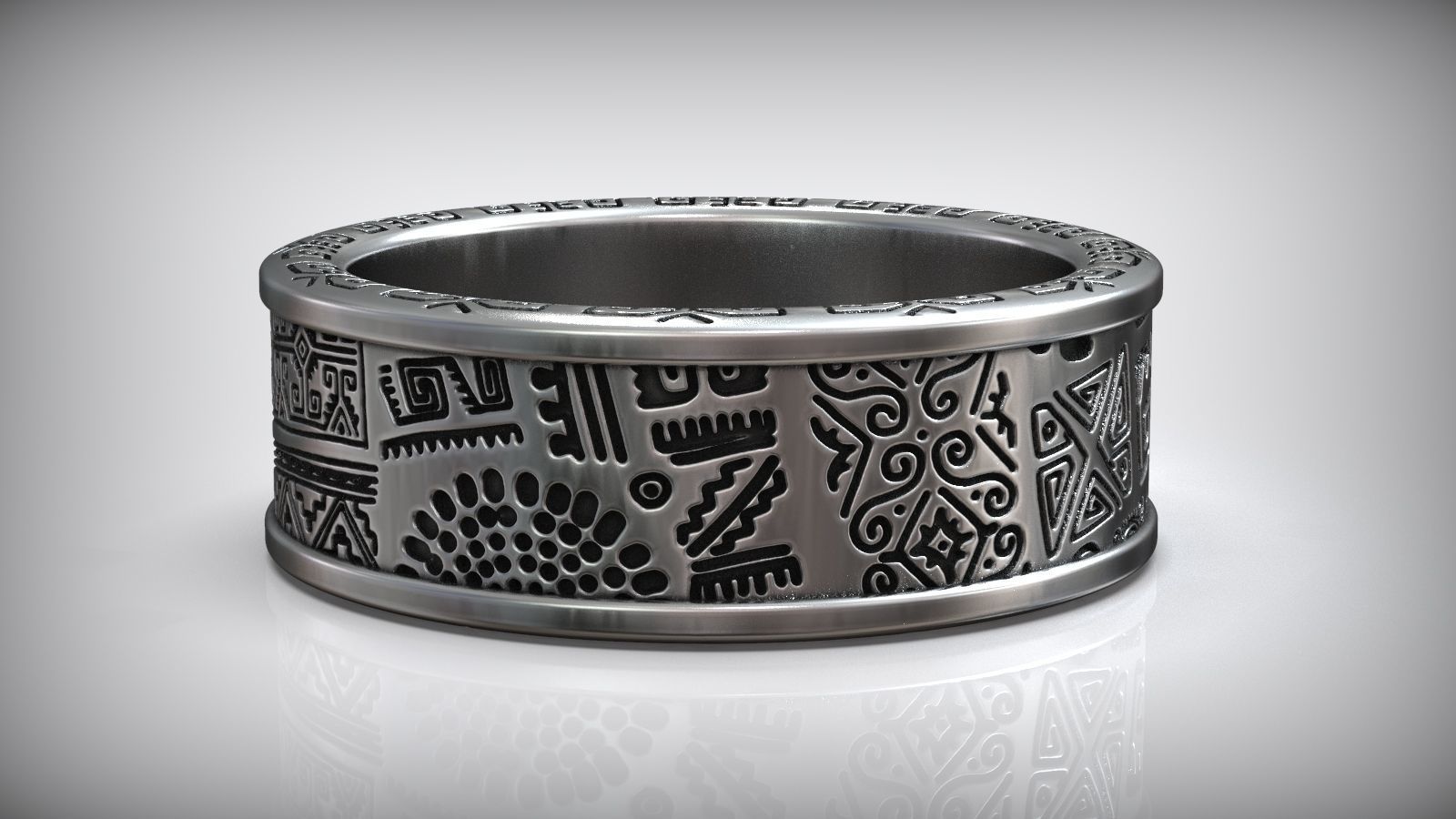 Samoan Maori Polynesian Amulet Pattern Ring 3D print model_5