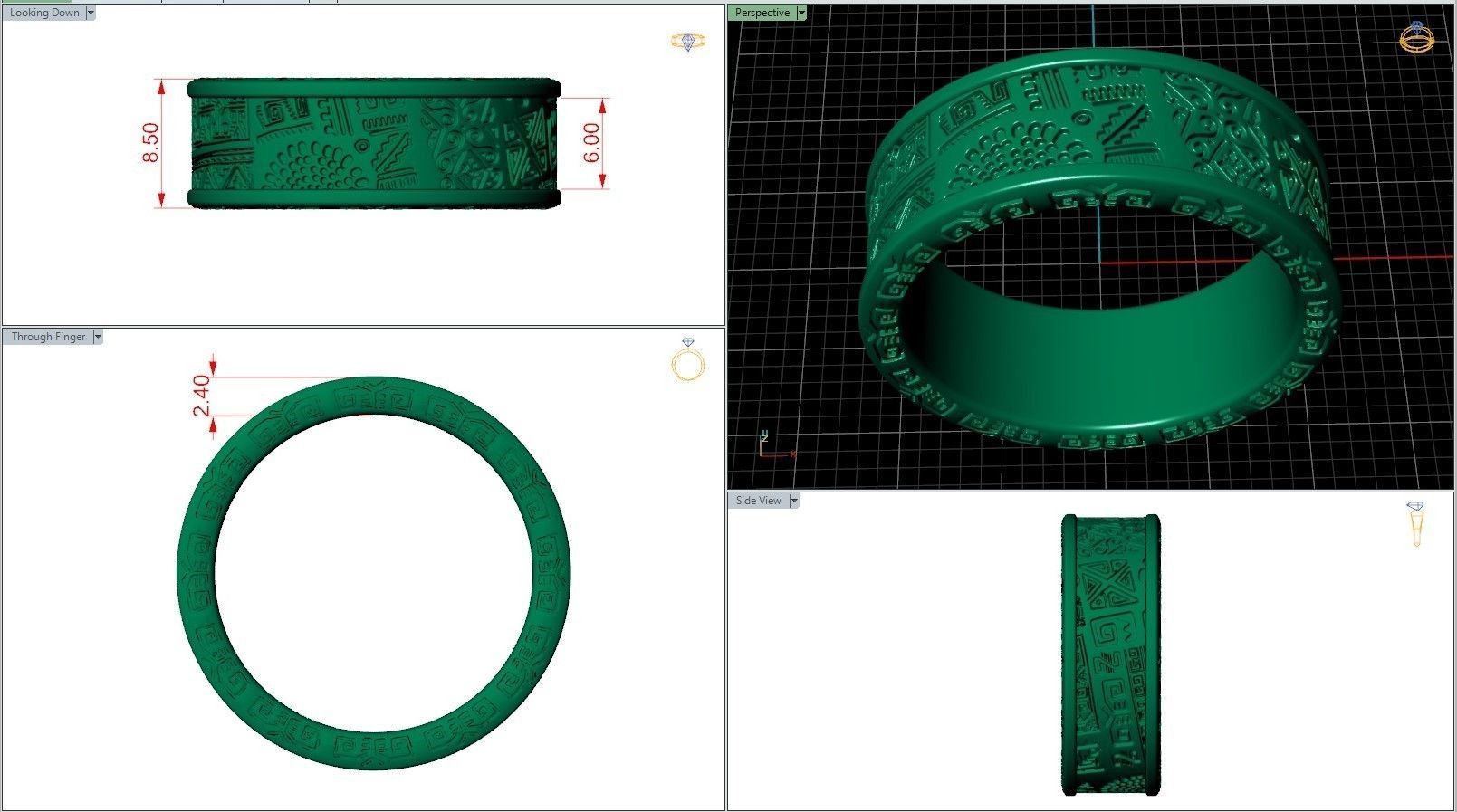 Samoan Maori Polynesian Amulet Pattern Ring 3D print model_7