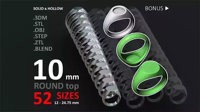 10 mm Signet ring Pack 3D print model