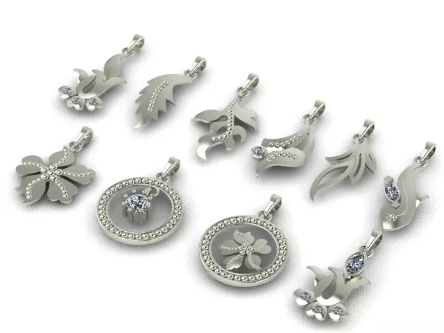 10 Pendants with Tops complete Locket set 3D print model_0