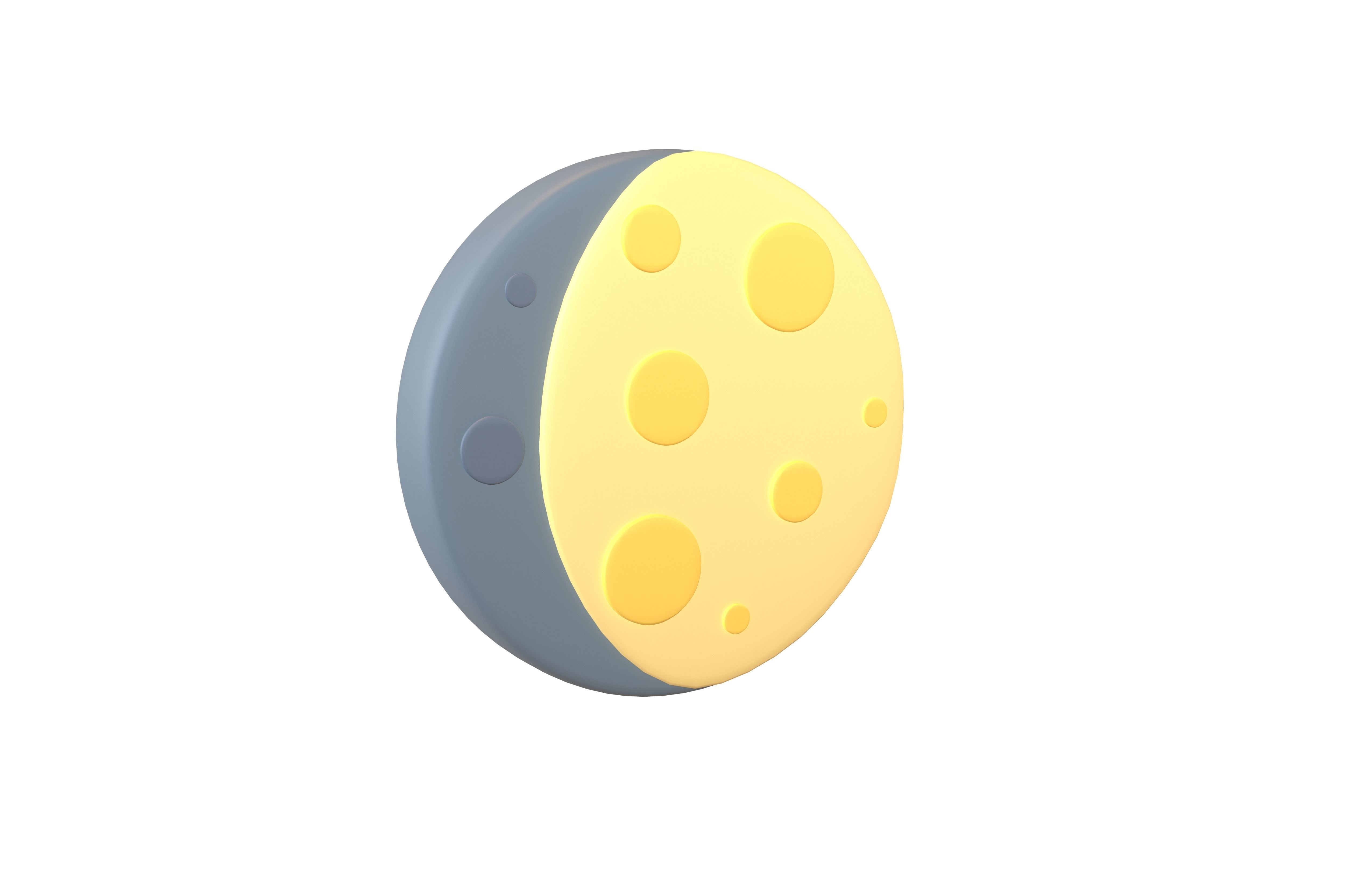 Twitter Waxing Gibbous Moon V1 001 Low-poly 3D model_1