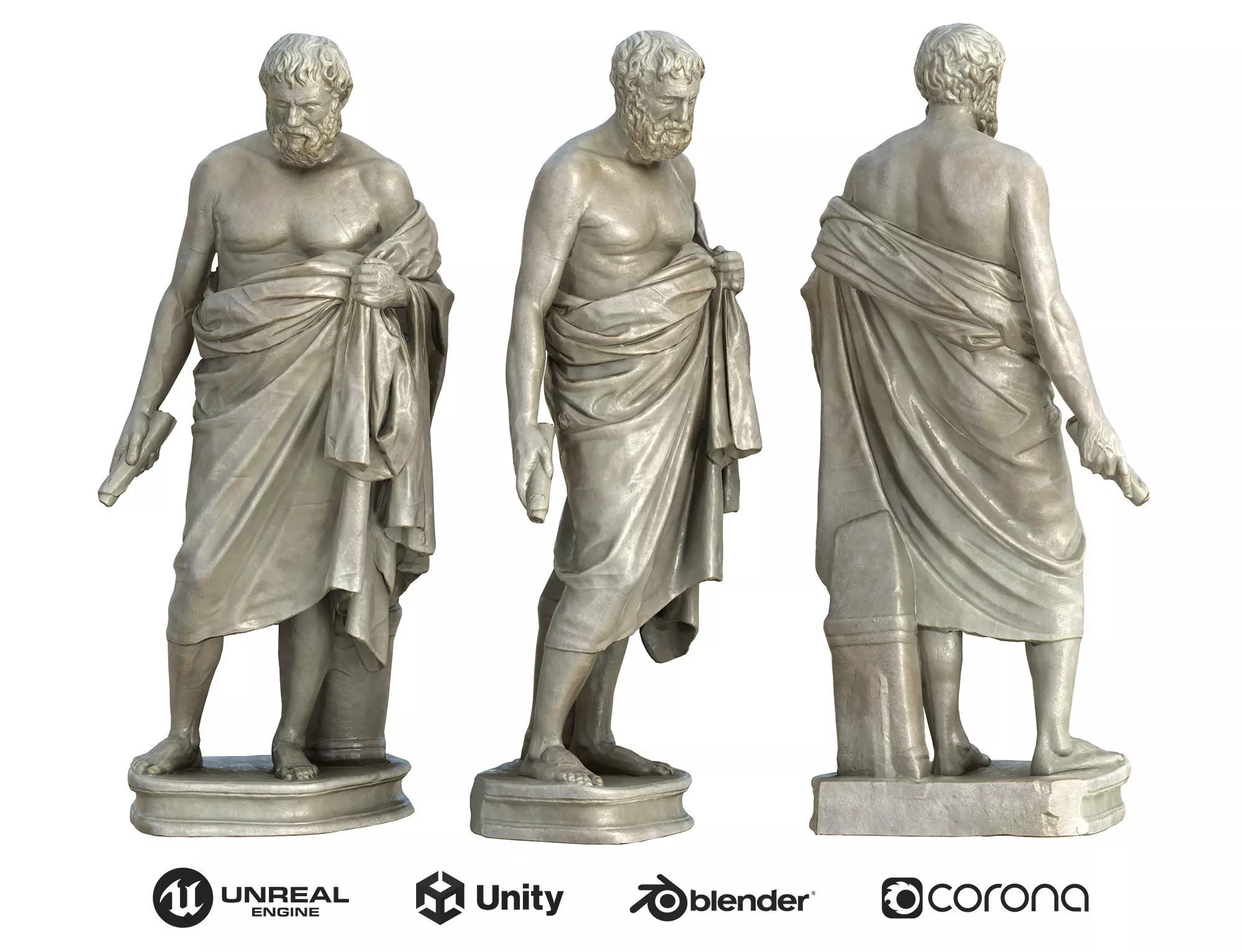 Statue 09 Low-poly 3D model_0