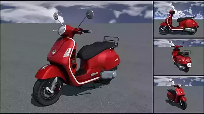 Vespa GTS 300 Unity Ready Low-poly 3D model