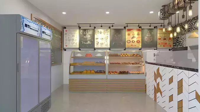 Small Cafe Bakery - 1 3D model