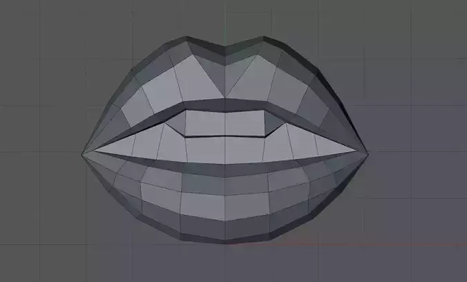 low poly lips mouth in polygons 3D print model